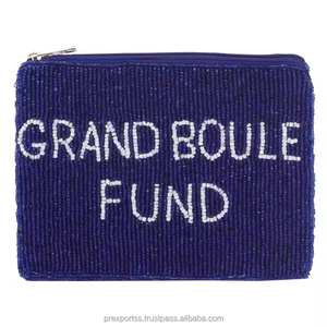 Grand Boule Fund Cartera de mano con cremallera y monedero de cuentas, bordado artesanal, suave, idea de regalo, para hermandades, viajes, efectivo, grande - Product Image 1