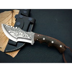 Cuchillo Tracker Burraq DIY de Acero de Damasco Hecho a Mano con Espiga Completa, Mango de Madera de 10 Pulgadas, Funda de Cuero, Regalo de Aniversario OEM - Product Image 4