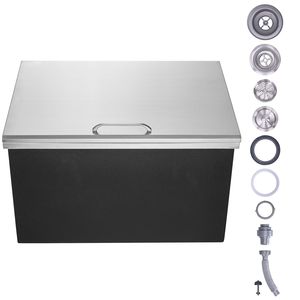 Frigorifero portatile commerciale in acciaio inossidabile da 40 litri con coperchio a cerniera, 28"L x 20"W x 17"H, per cucina esterna, regalo perfetto - Product Image 1