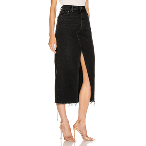 High Quality Women's Sexy <b>Long</b> <b>Black</b> Denim <b>Maxi</b> <b>Skirt</b> with Split - Product Image 1