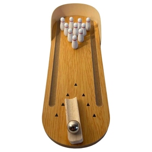 Handcrafted Wooden Tabletop <b>Bowling</b> Game Set With Mini Pins And Steel Ball Fun Portable Arcade Toy For Kids And Adults Enjoyment - Product Image 3