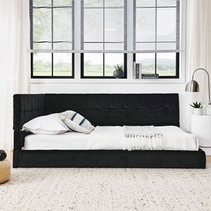 Letto Imbottito a Grandezza Naturale con Schienale Confortevole e Braccioli, Struttura Letto-Sofà per Camera da Letto e Soggiorno - Product Image 4