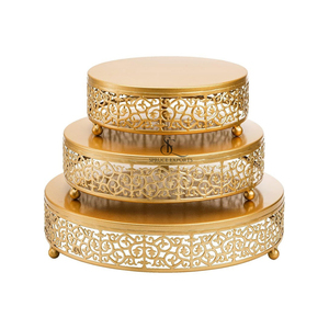 Elegant Design Silver Metal Round <b>Cake</b> Stand Set Of 3 Pieces With Intricate Filigree Details. Perfect For <b>Weddings</b> & Parties - Product Image 2