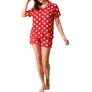 Conjuntos de Pijamas de Mujer con Cuello de Solapa, Manga Larga, Botones y Estampado de Lunares, Proveedor ODM, Fabricación al por Mayor, Primavera, Verano, Otoño - Product Image 4