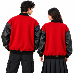 เสื้อแจ็คเก็ตเบสบอลแบบ Letterman สำหรับผู้ชายและผู้หญิง ไซส์พลัส  ผ้าฝ้ายฟลีซ แขนหนัง PU ซับในผ้าซาติน พิมพ์ลายแบบ Sublimation - Product Image 2