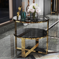 Table d'appoint moderne à 2 niveaux en acier fait main, noire, pour salon, salle de séjour, bureau, hôtel, hôpital - Meubles écologiques pour la maison