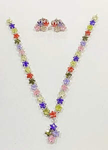 Conjunto de Joyería RAY FINE ORNATES, Estrella Multicolor, Chapado en Oro Blanco de 18K, Estilo Vintage, Certificado IGI, Collar, Pulsera y Aretes con Piedras Preciosas - Product Image 2