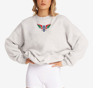 Custom Women’s Oversized Beige Crewneck Sweatshirt Casual Loose Fit Fleece Pullover Long Sleeve Streetwear Fashion Sweatshirt - Product Image 4
