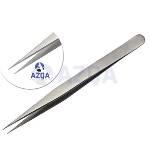 Pince à épiler professionnelle en acier inoxydable à angle de 45 degrés avec poignée dentelée pour l'application et l'isolation des cils - Product Image 5