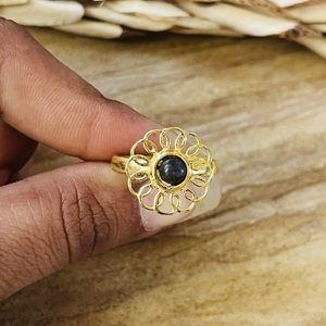 Latest Trendy <b>Labradorite</b> Brass <b>Ring</b> Flower Design Statement <b>Ring</b> 18k Gold Plated Floral <b>Ring</b> Handmade Wholesale <b>Ring</b> For Women - Product Image 4