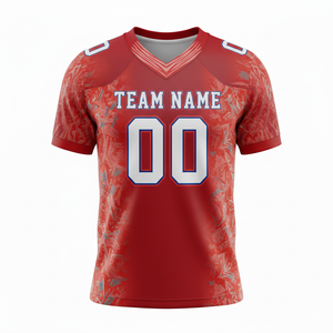 เสื้อฟุตบอลอเมริกันแบบกำหนดเองได้ สำหรับผู้ใหญ่ แขนสั้น ระบายอากาศ ป้องกันรังสียูวี ป้องกันแบคทีเรีย แห้งเร็ว ไซส์ใหญ่ คอวี 100% - Product Image 6