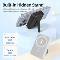 Batterie externe portable 10000 mAh pour iPhone avec support, charge magnétique sans fil, charge filaire Type-C, avec plusieurs modes de charge 10000 mAh