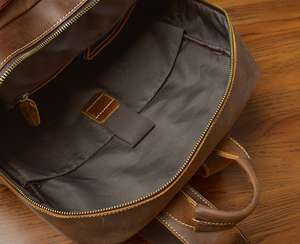 Sac à dos en cuir véritable avec logo personnalisé, sac pour ordinateur portable en cuir de vachette vintage pour homme, imperméable, vente en gros, sac de voyage pour l'université LBK-0109 - Product Image 3