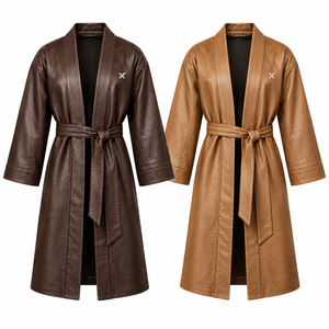Unisex Genuine Leather <b>Robe</b> <b>Coat</b> | Black Brown Camel | OEM ODM Manufacturer | Premium Quality Design | Leather Wear | - Product Image 5