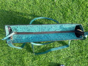 Bolso bandolera de cuero con herramientas manuales de lujo a la moda multifuncional, bolso de mano de cuero genuino para mujer, bolso de hombro Floral Turquesa - Product Image 5