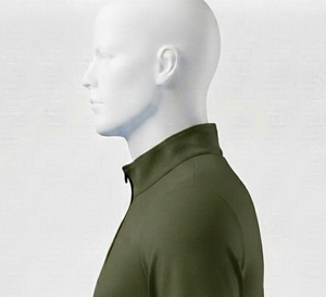 Haut tricoté vert olive pour homme à col montant et fermeture éclair quart de tour, coupe droite, couleur unie, idéal pour l'automne - Product Image 4