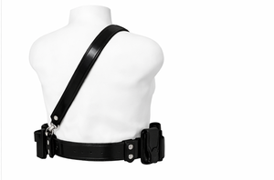Sangle d'épaule en cuir véritable noir avec anneaux en D, réglable, style formel, entièrement doublée - Product Image 4