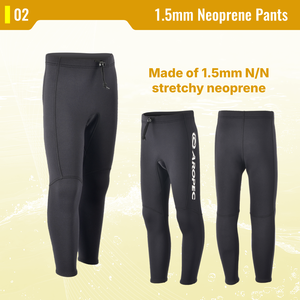 Pantalon long en néoprène Aropec 1,5 mm pour enfants, taille élastique, fermeture à bande, coutures plates, combinaison thermique pour enfants, OEM/ODM - Product Image 3