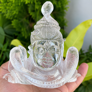 Statue de tête de Shiva en quartz clair, sculptée à la main, idole de Mahadev en cristal, sculpture naturelle de dieu hindou, décoration spirituelle pour la maison - Product Image 3