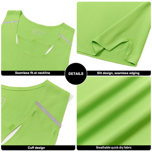 Men's Reflective Tank Top Solid Green Quick Dry Sporty O-Neck Knitted <b>Running</b> <b>Singlet</b> - Product Image 6