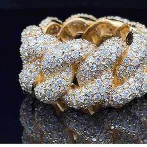 IGI Certified Iced Cuban Link Lab Diamond <b>Ring</b> Gold Plated <b>Silver</b> Hip Hop Streetwear Unisex <b>Stacking</b> Band Jewelry - Product Image 4