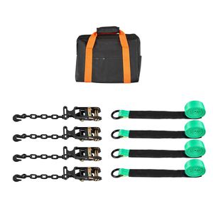 Kit Bloccaruote Rinforzato con Cinghia di Traino Tipo Pneumatico e Gancio, Resistenza alla Rottura 4500 kg - Product Image 1