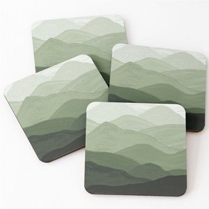 Premium Mountain Landscape Drink Coasters Luxury Square Cork Ceramic Coaster Custom Logo Heat Insulated Cup <b>Mat</b> for Home Decor - Product Image 1