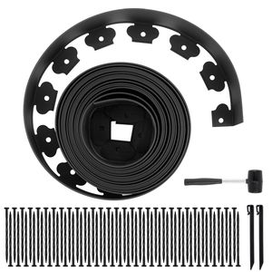 Bordo per aiuole in plastica flessibile da 20,1 m x 10 cm con 60 picchetti e 2 paletti per il fissaggio al terreno, senza scavo, per giardinaggio - Product Image 1