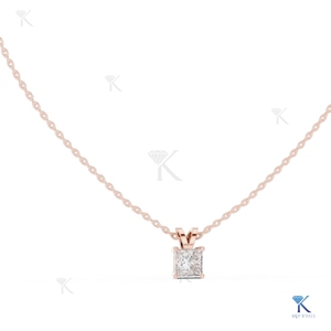 เพชรเลี้ยงในห้องปฏิบัติการ 1.00 กะรัต ทรงปรินเซส จี้สร้อยคอทองคำแท้ 14K 18K สำหรับผู้หญิง ดีไซน์หรูหรา สวยงาม เป็นของขวัญ - Product Image 2