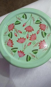 Vintage Style Printed Iron Masala <b>Box</b> Decorative Round Spice Organizer for Home Kitchen Designer <b>Floral</b> Print spice storage Use - Product Image 5