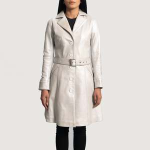 Manteau Trench en Cuir de Luxe pour Femme, Élégant et Long, Vêtement d'Extérieur Haut de Gamme, Style Classique, Vêtements Personnalisés en Gros - Product Image 1