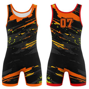 Singlet de Lucha Libre para Hombre, Sin Mangas, Ajuste Ceñido, Sublimado, Estampado Negro, Naranja y Verde, Cuello Redondo, Spandex, Ropa Deportiva de Alta Calidad - Product Image 4