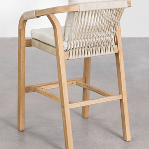 Silla de Bar Contemporánea para Conjunto de Muebles de Restaurante, Altura Ajustable, con Estructura de Madera de Teca - Product Image 3