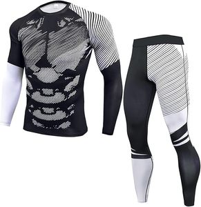 Ensemble de vêtements de compression pour hommes, tenue de sport deux pièces pour hommes, vêtements de sport ajustés comprenant une chemise de compression à manches longues - Product Image 4