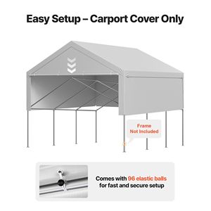 20 X 20 ft Heavy Duty Carport Replacement <b>Canopy</b> UV-Resistant Waterproof Potable Garage <b>Tent</b> Top Tarp with Sidewalls - Product Image 5