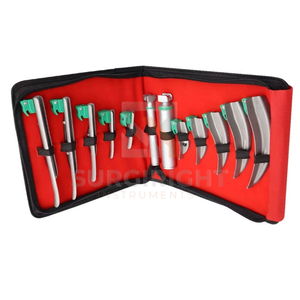 Kit d'intubation professionnel 12 pièces avec laryngoscope à fibre optique, lames Macintosh et Miller, 2 poignées réutilisables, Blush Surgical CE - Product Image 2