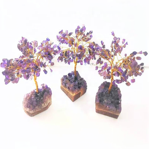 Árbol de Cristal Artesanal con Base de Amatista Natural, Cristales de Reiki, Minerales, Mascota de Feng Shui, Gema Decorativa, Bonsái - Product Image 1
