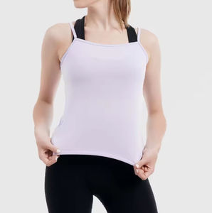 Women’s <b>Spaghetti</b> <b>Strap</b> Tank Top Custom Logo Plain Stretch Slim Fit Camisole Vest Top Gym Wear OEM Wholesale - Product Image 1