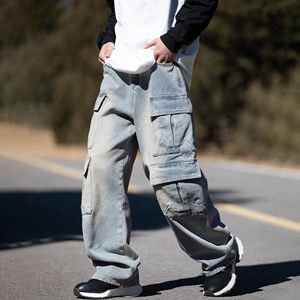 Jeans en denim oversize pour hommes, style streetwear urbain, coupe ample et large, effet usé, délavage acide, MOQ flexible disponible - Product Image 3