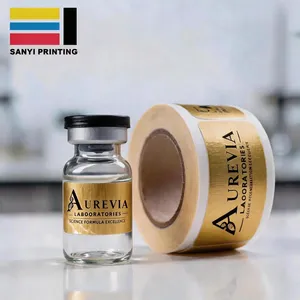 Etiquetas Adhesivas de BOPP Personalizadas, Permanentes e Impermeables para Botellas de Cosméticos, Jugos y Perfumes - Transparentes, Resistentes al Aceite, con Lámina Dorada - Product Image 6