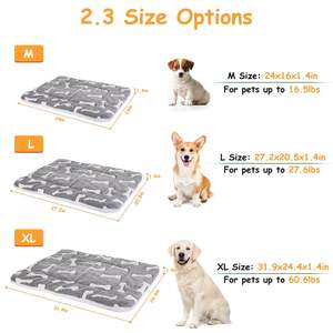 Reversible Flannel <b>Dog</b> <b>Bed</b> Mat Machine Washable Pet <b>Bed</b> Liner with Bone Pattern Comfortable Cushion Carpet <b>for</b> <b>Crate</b> Use - Product Image 2