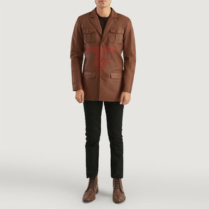Blazer de Cuero Moderno para Hombre, Corte Entallado, Manga Larga, Estilo Clásico, Blazer de Cuero para Hombre - Product Image 4