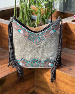 Nouveaux vrais cheveux élégants faits à la main sur cuir de vachette usiné Boho frange sacs à bandoulière Western à la mode femmes gland sacs à bandoulière - Product Image 3