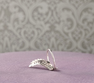Sterling Silver Leaf <b>Ring</b>, Nature Inspired <b>Adjustable</b> <b>Ring</b>, Minimalist Leaf Band <b>Ring</b>, Botanical Jewelry, Handmade Silver <b>Ring</b> G - Product Image 2