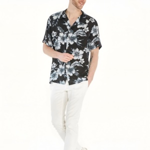 Chemise hawaïenne décontractée pour homme, coupe ample, sans repassage, à manches courtes, avec logo personnalisé, idéale pour l'été, les vacances tropicales et la plage - Product Image 4