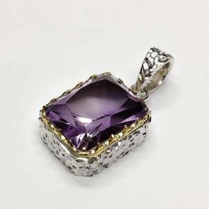 Colgante de plata con amatista hecho a mano, joyería de piedras preciosas naturales, plata de ley 925, diseño elegante, regalo para mujer - Product Image 3