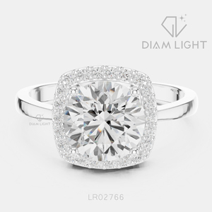 Bague de fiançailles en or blanc 14 carats avec diamant de laboratoire de 1,87 carat, couleur F+, clarté VS+, coupe ronde, bague de fiançailles et de mariage certifiée IGI - Product Image 1