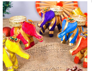 Porte-bougie chauffe-plat éléphant fait main, pot à bougie floral Rangoli, ruban doré, décoration maison mariage Diwali - Product Image 6