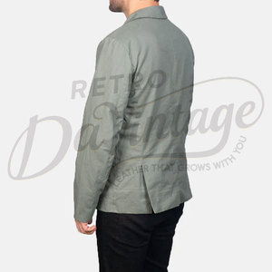 Veste safari en coton vert sauge pour homme, légère, premium, 4 poches, blazer décontracté, veste utilitaire boutonnée pour l'été - Product Image 2