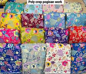 Tissu en crêpe brodé de qualité supérieure, textile de créateur pour la confection de robes féminines, matière pour vêtements ethniques, vente en gros, fournisseur OEM, exportateur Inde. - Product Image 5